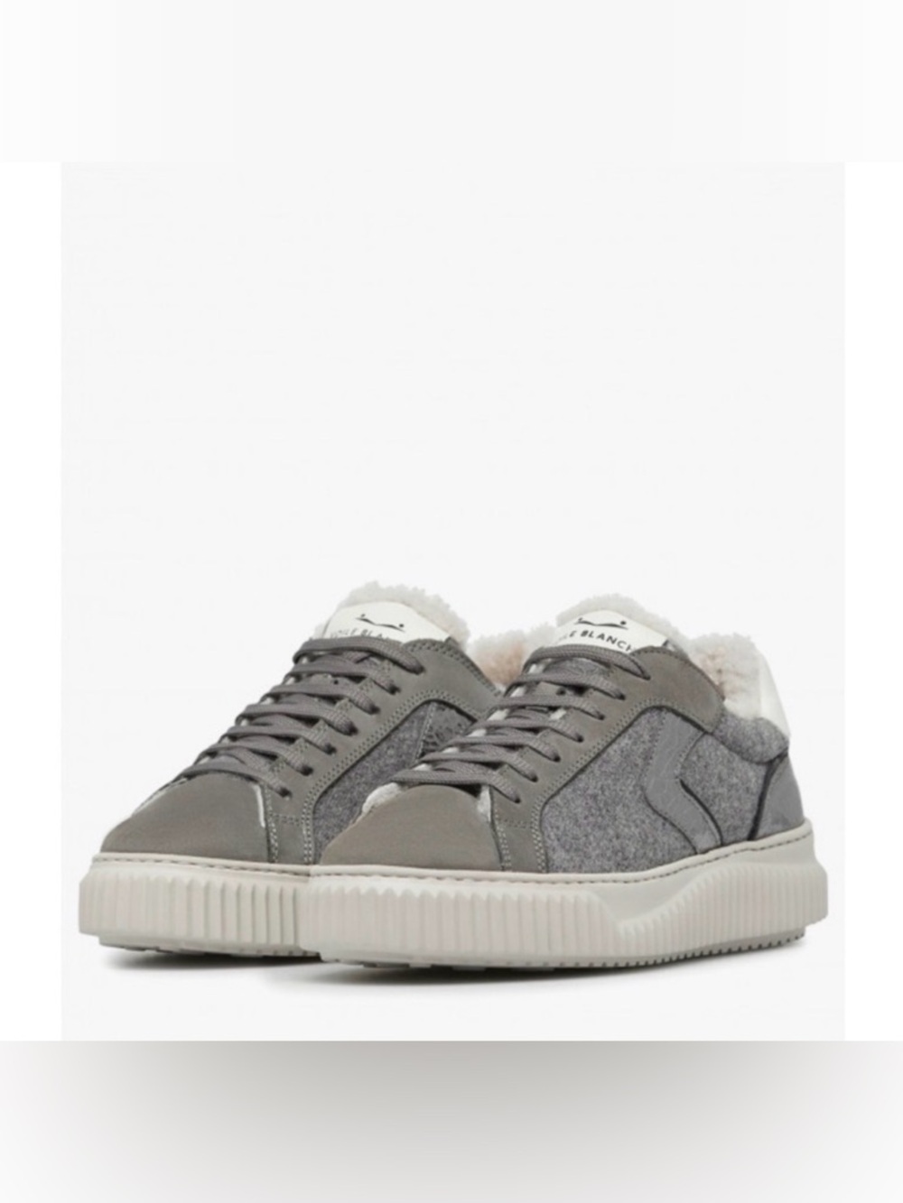 NWT VOILE BLANCHE LIPARI Charcoal Grey Fur Suede and Felt Sneakers - Picture 2 of 16